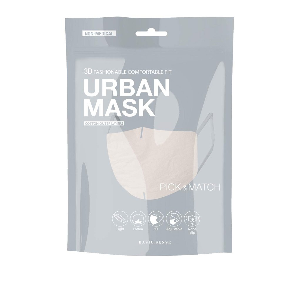 Basic Sense 100% Cotton Washable Reusable Skin Friendly Plain Face Coverings Masks (Light Grey)