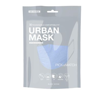 Basic Sense 100% Cotton Washable Reusable Skin Friendly Plain Face Coverings Masks (Blue)