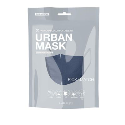 Basic Sense 100% Cotton Washable Reusable Skin Friendly Plain Face Coverings Masks (Navy)