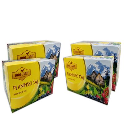 UPSY Mountain Tea, 4 Packs of 20 Bags (80 Tea Bags), Herbal Tea Bags from Alps Mountains