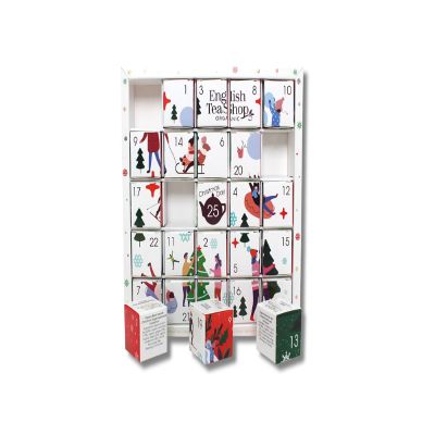 English Tea Shop Organic White Ornaments Advent Calendar Puzzle - 25 Loose Leaf Tea Pyramid Bags - 13 Different Flavours., 50 g