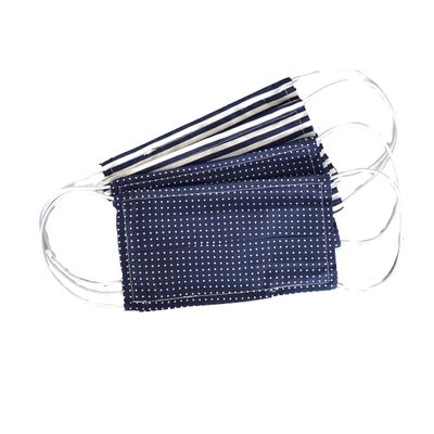 Pack Of Four Navy And White 100% Cotton Face Mask, Pack of facemasks, Reusable facemasks, Washable Facemasks, Patterned facemask