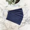 Pack Of Five 100% Cotton Navy Polka Dot Face Mask, pack of face masks, cotton face mask, re usable face mask, washable face mask, navy face mask, pin spot face mask view 2