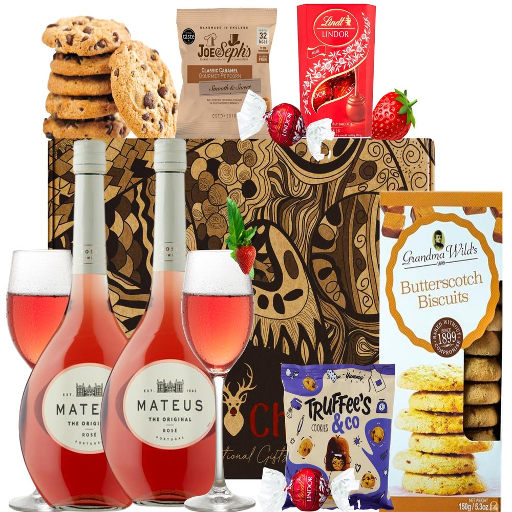 Ant&Chid Rose Wine with Assorted Chocolates and Biscuits Hamper Gift Set for Women