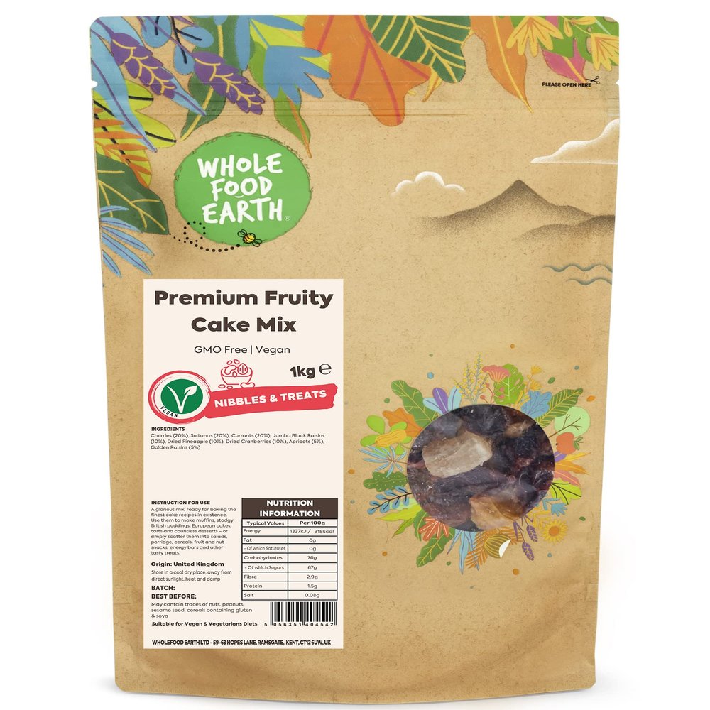 Whole Food Earth - Premium Fruity Cake Mix 1 kg | GMO Free |