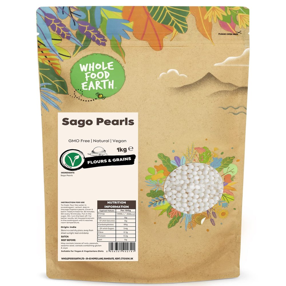 Wholefood Earth Sago Pearls 1 kg | GMO Free | Natural