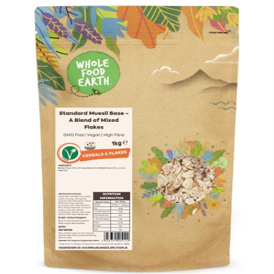 Wholefood Earth Standard Muesli Base - A Blend of Mixed Flakes 1 kg | GMO Free | High Fibre