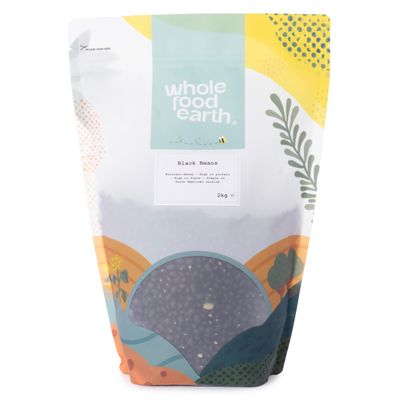 Wholefood Earth Black Beans 2 kg | GMO Free | Natural | High Fibre | High Protein