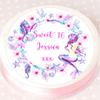 Personalised Enchanted Mermaid Cake Topper - Edible Icing or Wafer - 7.5" Round (Icing) view 2