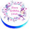 Personalised Enchanted Mermaid Cake Topper - Edible Icing or Wafer - 7.5" Round (Icing) view 4
