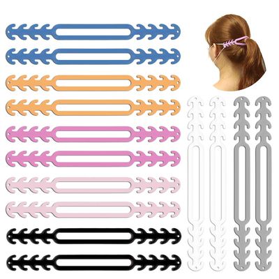 14 PCS Mask Extension Strap Muti-Coloured Face Strap Hook Ponytail Passable Ear Strap Hook Adjustable Anti-Slip Ear Grips Band Extender Ear Protector for Girls,Women, Adults and Children
