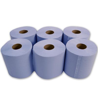 KAPCO 6 Blue Rolls | 2-Ply, Centrefeed, Embossed, Super Absorbent, Recycled Paper Hand Towels | Home, Office, Kitchen, Bathroom, Warehouse & Garage use | Ideal Bulk Buy | Multi-Purpose Use