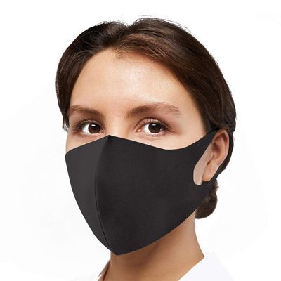Reusable Face Mask GENERISE Black Face Mask x3 - Polyurethane Breathable Washable Face Mask - Unisex (Black)
