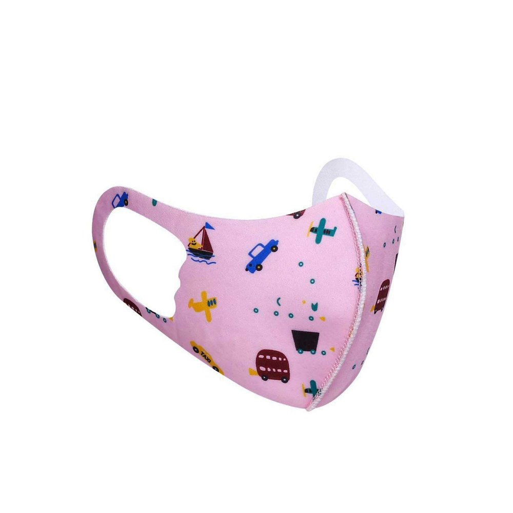 Kids Face Covering Reusable Washable Bandana Face Mask, Ice Silk Cotton Breathable Safety Mask Protection from Pollution, Vehicles Printed, 10pcs