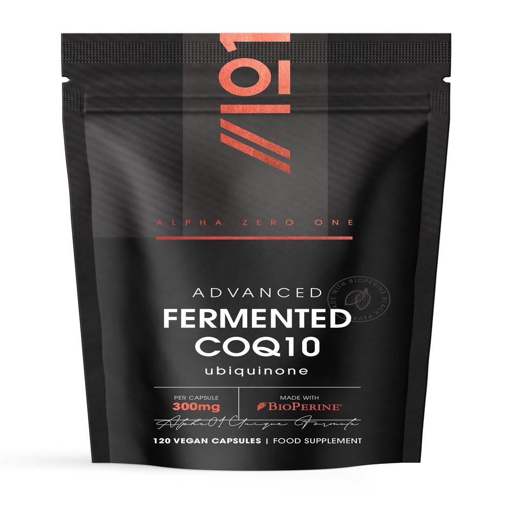 Fermented CoQ10 300mg  120 Vegan Capsules  USP Grade Ubiquinone with BioPerine Enhanced Absorption  Naturally Fermented Co Enzyme Q10  by Alpha01