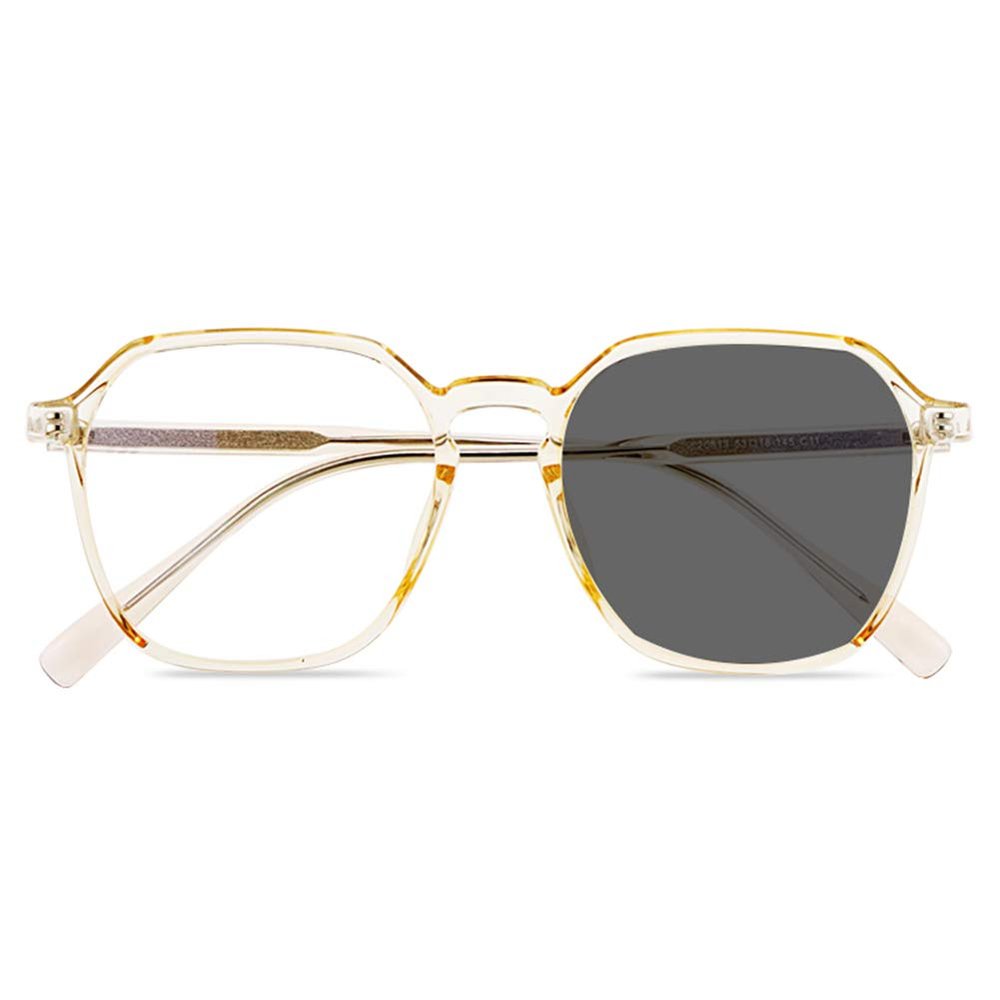 ACXZ Photochromic Sunglasses Progressive Multifocal Sun Reading Glasses, Ladies Trendy Oversized Reader Eyeglasses, Champagne, Black, Green, Transparent White, 2.5
