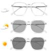 ACXZ Photochromic Sunglasses Progressive Multifocal Sun Reading Glasses, Ladies Trendy Oversized Reader Eyeglasses, Champagne, Black, Green, Transparent White, +2.5 view 3