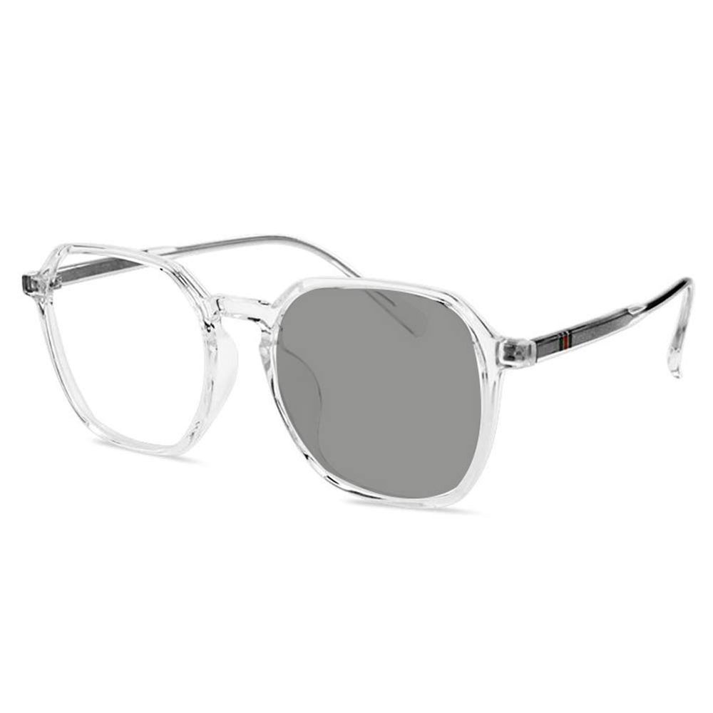 ACXZ Photochromic Sunglasses Progressive Multifocal Sun Reading Glasses, Ladies Trendy Oversized Reader Eyeglasses, Champagne, Black, Green, Transparent White, 2.5