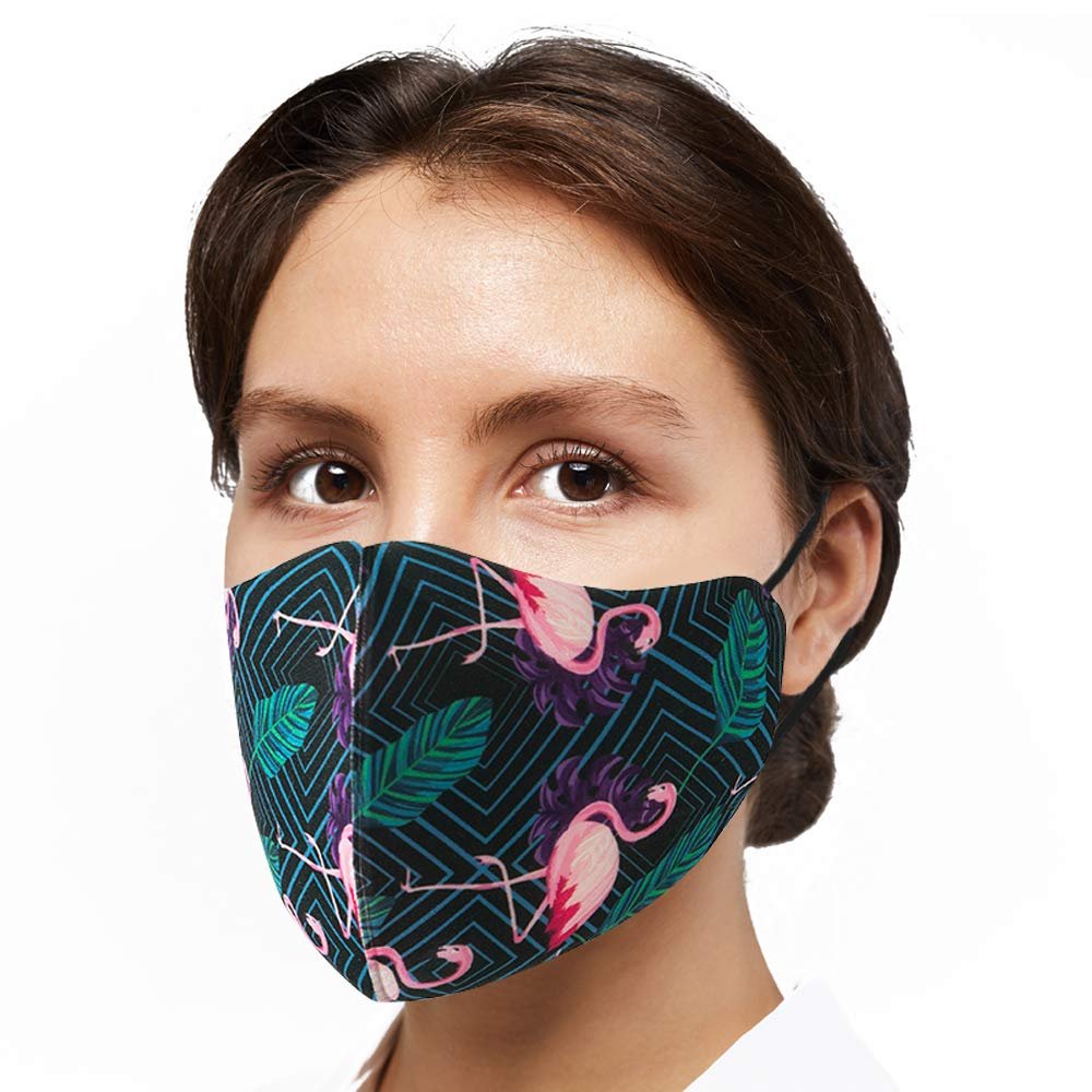 Generise Reusable Face Mask Adjustable Face Mask x10 - Breathable Washable Face Mask - Unisex (Flamingo)