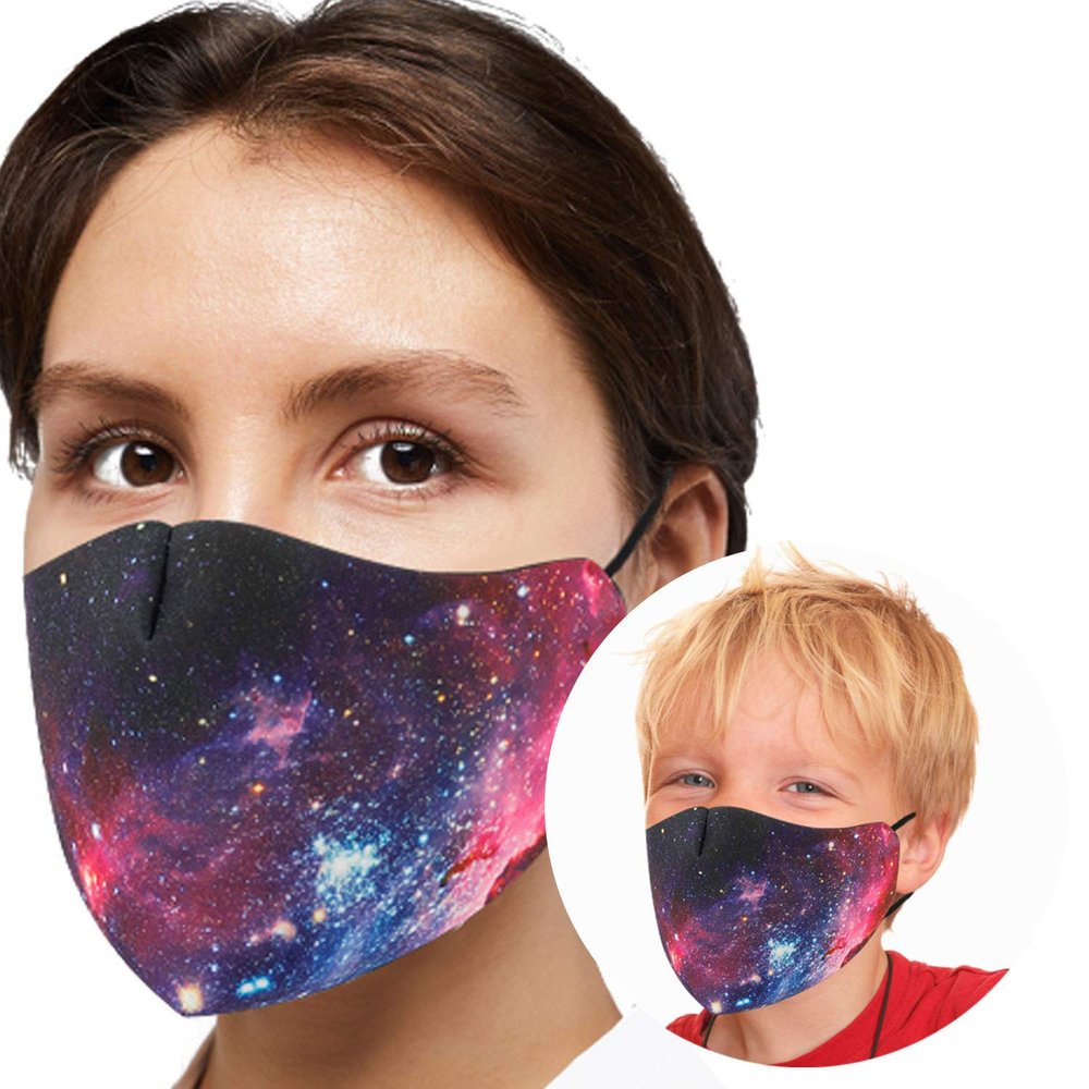 Reusable Face Mask GENERISE Adjustable Face Mask x1 - Breathable Washable Face Mask - Unisex (Galaxy)