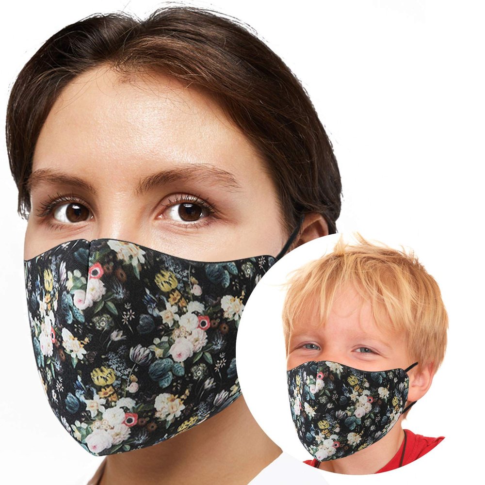Generise Reusable Face Mask Adjustable Face Mask x2 - Breathable Washable Face Mask - Unisex (Floral)