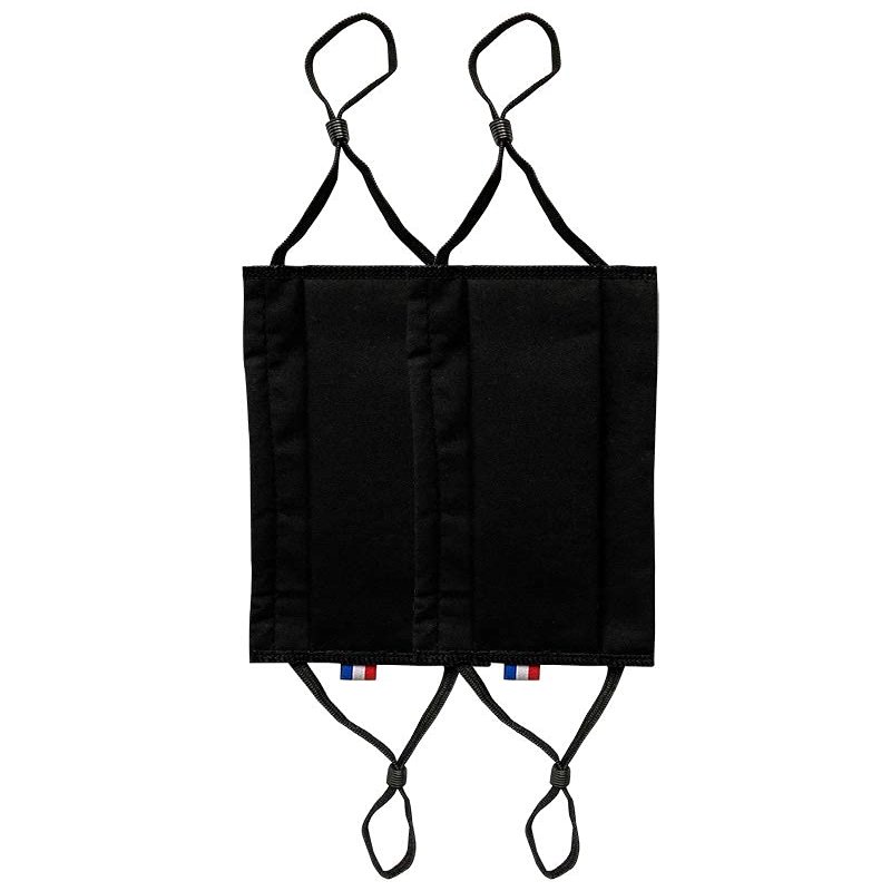 Face Protection Washable Fabric 100% Cotton Popeline, 2 Layers, with Nasal Bar, Made in France AFNOR Standards Pack of 2, with Reusable Bag Size S (Black)