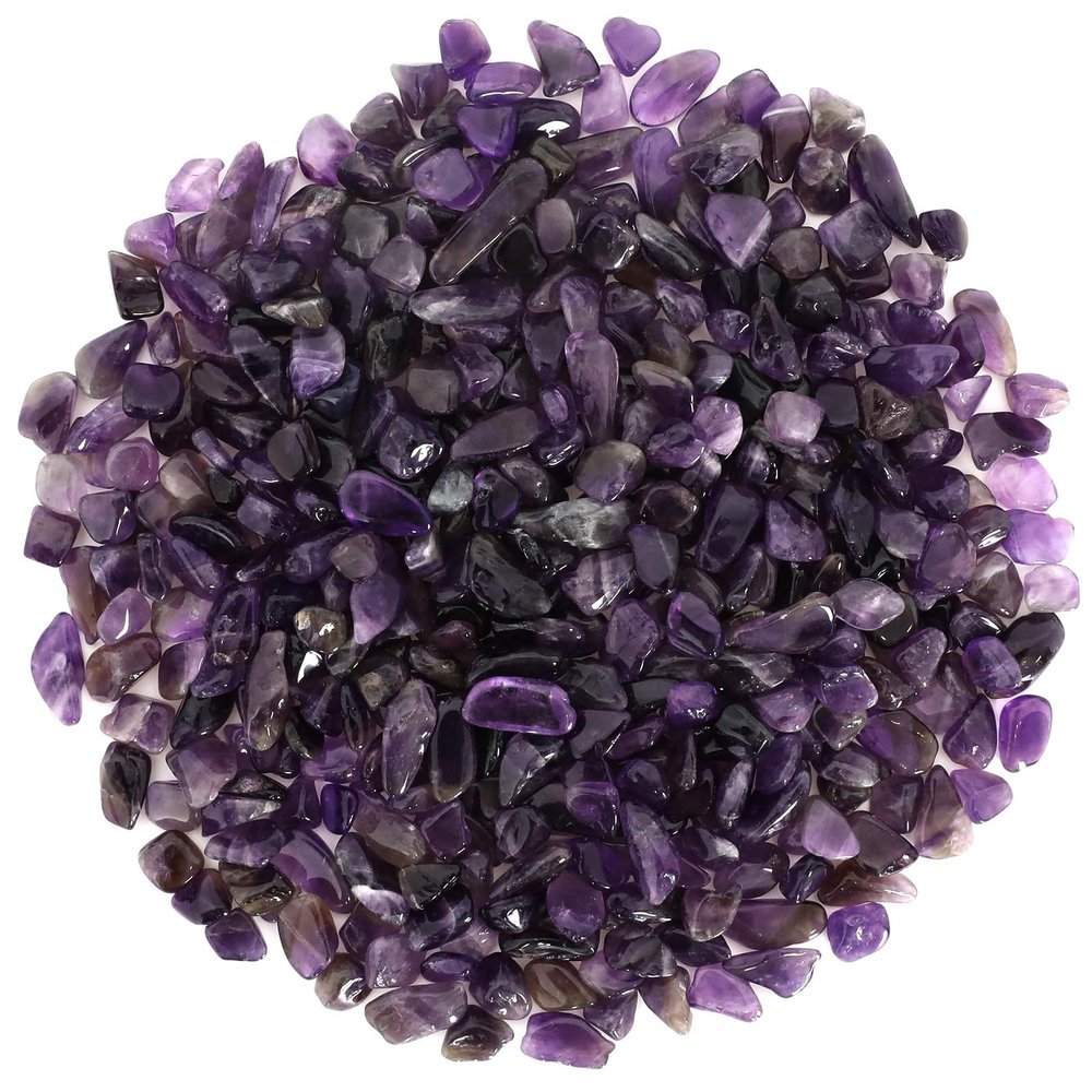 1.1lb Natural Crushed Amethyst Crystal Tumbled Chips-Amethyst Healing Crystals Chips Bulk, Crushed Crystal Gemstones for Crafts, Aquamarine Crystal Chips