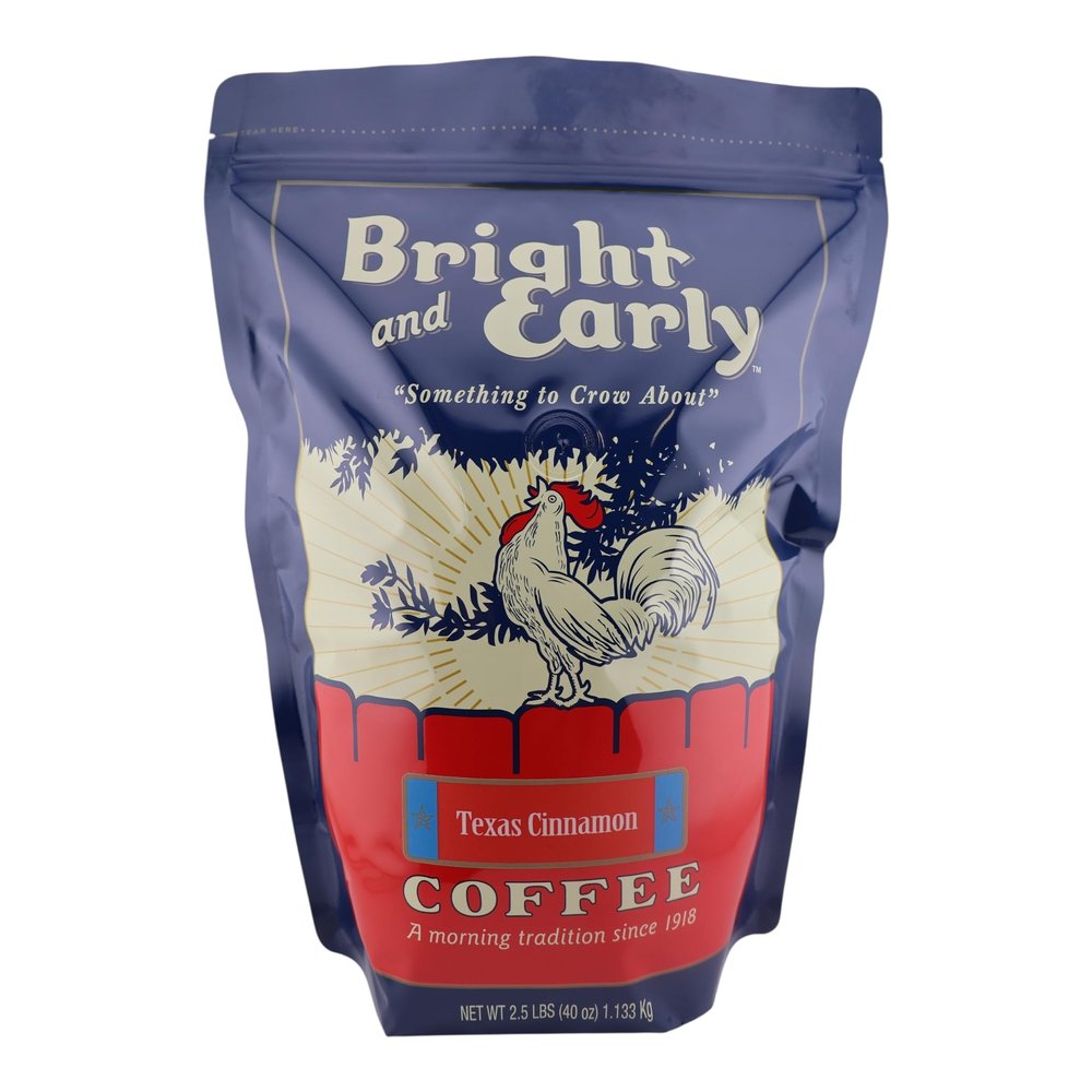 Bright and Early Texas Cinnamon - 2.5 LB Bag Ground Coffee, Medium Roast Arabica - Pack of One