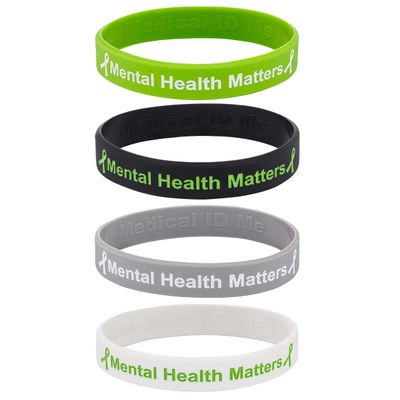 2 PACK Mental Health Matters Awareness Bracelet Motivational Men's Women's Mental Health MHA (Large 20cm, x2 Mixed Colours)