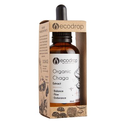 Organic Chaga Mushroom, Double Extract Liquid Tincture, 50ml, EU & Soil Association Organic Certified, Manufactured in Finland