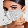 Edary Sparkly Sequins Mask Shiny Glitter Mouth Covers Masquerade Clubwear Halloween Face Masks Jewelry for Women and Girls (Silver) view 1