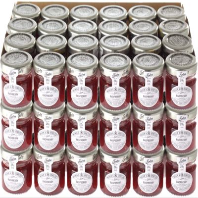 Wilkin & Sons Tiptree Raspberry Preserve Fruit Spread / 72 pack of 28g Mini Glass Jar Portion Pots / Vegan, Vegetarian, Coeliac, Kosher friendly / Gluten-Free / Made in the UK