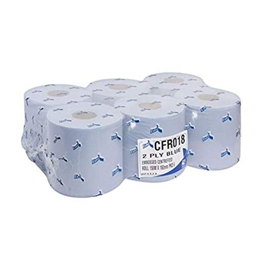 Embossed Premium Centrefeed 2Ply Blue Paper Roll - 150M - 6 Rolls