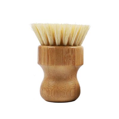 1PCS Cleaning Brush Bamboo Round Brush Mini Palm Scrub Brush for Wash Your Cast Iron Pots Pans Kitchen Sink Bathroom Household Cleaning Water Bottle
