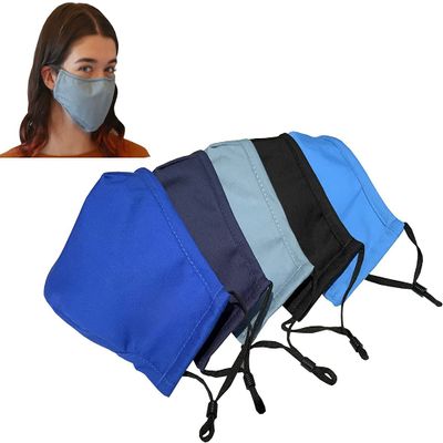 Xchime Cloth Face Mask,Washable Reusable,breathable with Adjustable Ear Loops, Nose Wire and Filter Pocket, 3-layer Cotton fabrics, for teen girls, boys, men or women, Assorted color, 5-pack,Made in USA