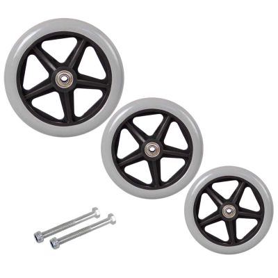 2Pcs 6-8 Inch Solid Tyre Front Caster, Walking Aids/Wheelchairs Replacement Wheel, Anti-Skid & Wear, Black/Grey