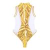 KHDFYER Valentine's Sexy Lingerie Temptation Pajama Women Clubwear Catsuit Zipper High Cut Thong Leotard Bodysuit for Night Costumes-Gold_M view 3