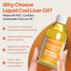 Cod Liver Oil Liquid Supplement | Supports Heart, Brain, Eye & Immune Health | High in DHA & EPA | Natural Lemon Flavour | 60 Servings (60ml) | Made in The UK | Made with MSC-Certified Cod Liver Oil view 2