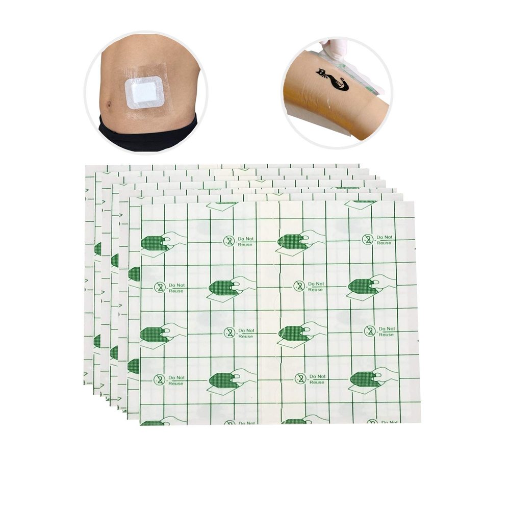 100PCS Waterproof Bandage Tattoo Aftercare Wrap, Transparent Stretch Adhesive Bandages, Clean Dressing Film Plaster for Skin Healing Protective & Keeping Wound Dry (4  4.72 inches)