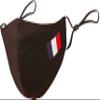 Touchstone French Flag embroidered 3 layer medium size cotton face masks reusable machine washable adjustable for men, women. (Pack of 1). Black view 1