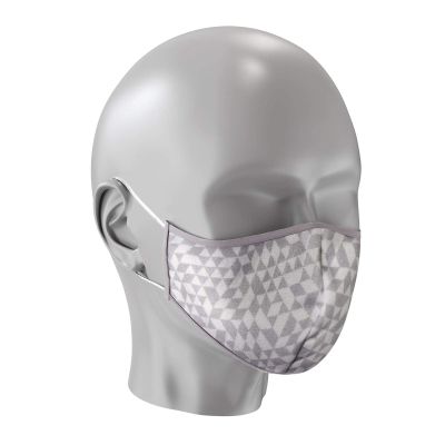 Triple Layer ERGO Curved Face Masks - Washable and Reusable Cloth Covering - Soft Cotton Inner Comfort - Diamond White/Grey - Medium/Small Size