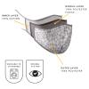 Triple Layer ERGO Curved Face Masks - Washable and Reusable Cloth Covering - Soft Cotton Inner Comfort - Diamond White/Grey - Medium/Small Size view 3