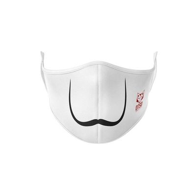 Reusable Face Mask Moustache White with Triple Layer