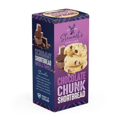 Stewart's - Signature Range Chocolate Chunk Shortbread (160g) - Traditionally Made Luxury Scottish Shortbread, Delicious Melt-In-Mouth Biscuits, Ideal Collectable Treat to Share, 40 Years Heritage