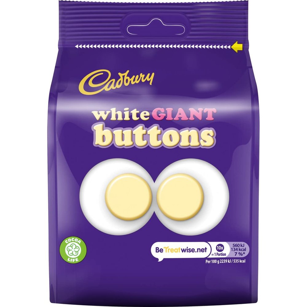 Cadbury White Giant Buttons Chocolate Bag, 95 g