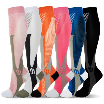 LEOSTEP 6 Pairs Compression Socks for Men & Women, Everyday Support for Travel, Work & Active Lifestyle, Comfortable Breathable Stockings Hiking Travel & Flight Socks