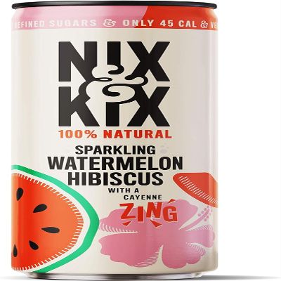 Nix & Kix Natural Watermelon & Hibiscus, Sparkling Soft Drink, Low Calorie & Vegan Friendly, 250 ml (Pack of 12)