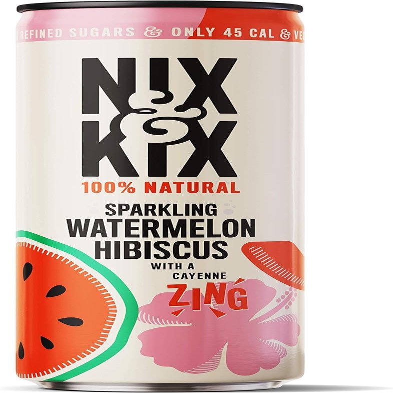 Nix & Kix Natural Watermelon & Hibiscus, Sparkling Soft Drink, Low Calorie & Vegan Friendly, 250 ml (Pack of 12)