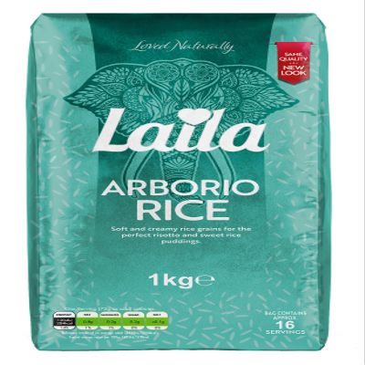 Laila Arborio Rice Short Grain Ideal for Risotto (Brick Pack) 1KG