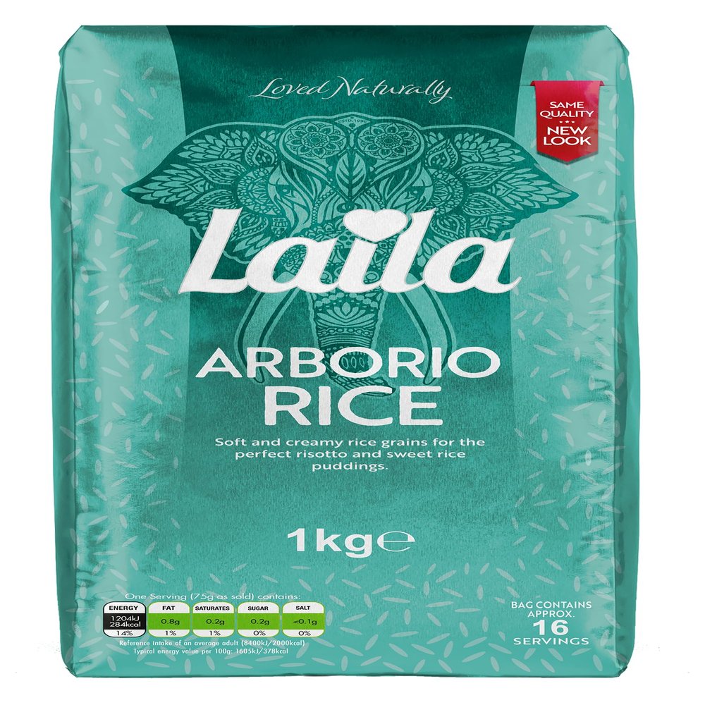 Laila Arborio Rice Short Grain Ideal for Risotto (Brick Pack) 1KG
